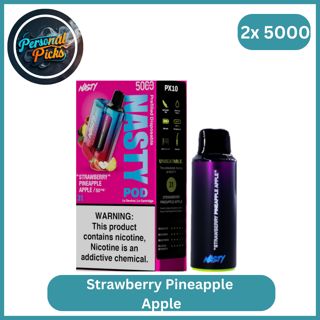 Nasty PX10 2x 5000 Pods (5%) Strawberry Pineapple Apple